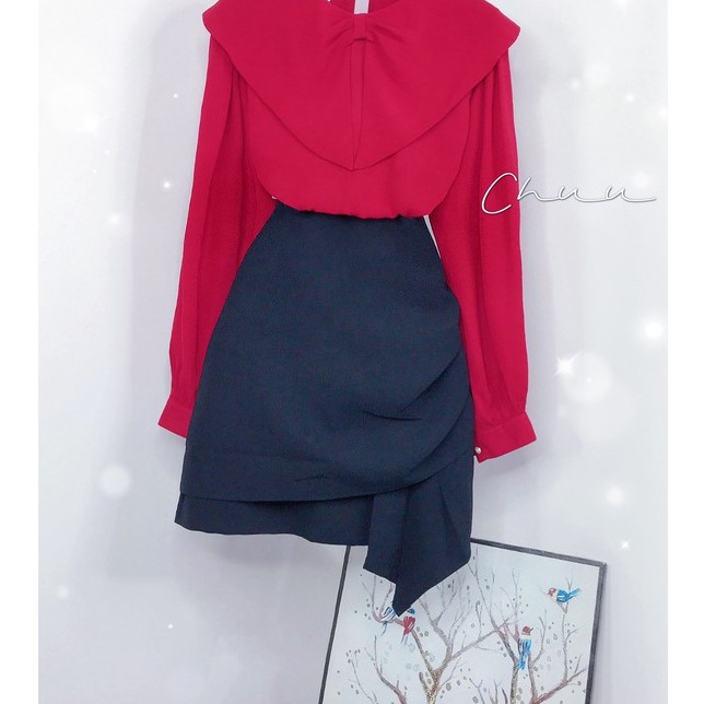 Chân váy công sở nữ bèo lệch kate hạt, váy ngắn trên gối CHUU CV6111 | BigBuy360 - bigbuy360.vn