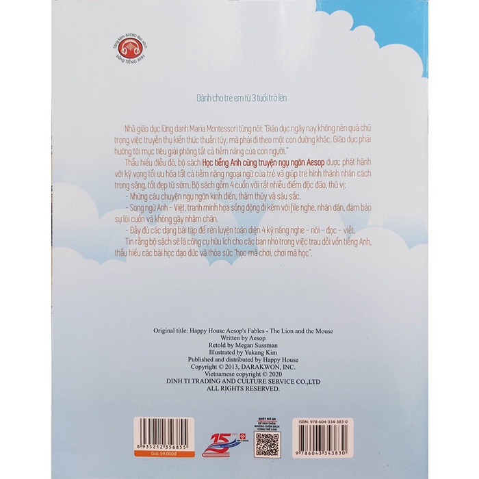 Sách - Học tiếng anh cùng truyện ngụ ngôn Aesop - Sư tử và chuột