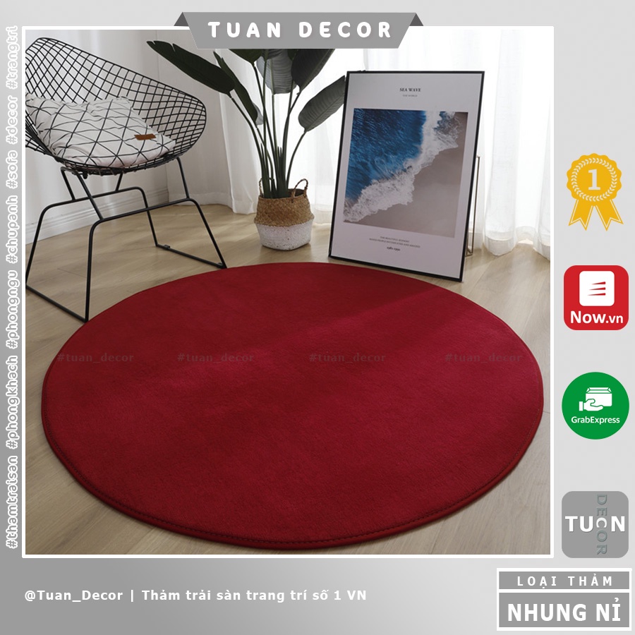 Thảm tròn trải sàn trang trí phòng khách Nhung Nỉ cao cấp size 80cm | 1m giá rẻ