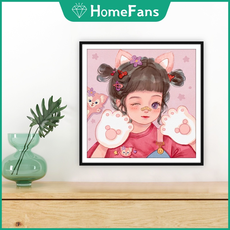 Bộ Tranh Đính Đá 5D Họa Tiết Cô Gái Hoạt Hình Disney Độc Đáo Kích Thước 30x30cm/40x40cm Dùng Trang Trí Nhà Cửa