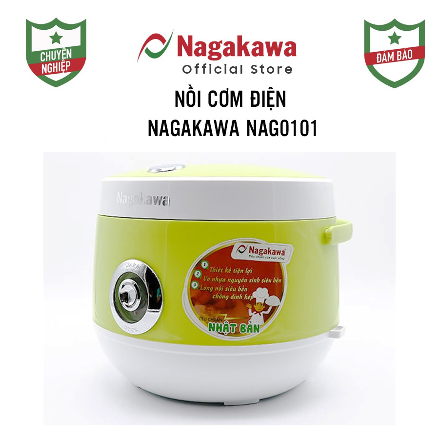 [Mã ELHADEV giảm 4% đơn 300K] Nồi cơm điện Nagakawa NAG0101 (1.8 Lít) - Hàng chính hãng - Màu vàng