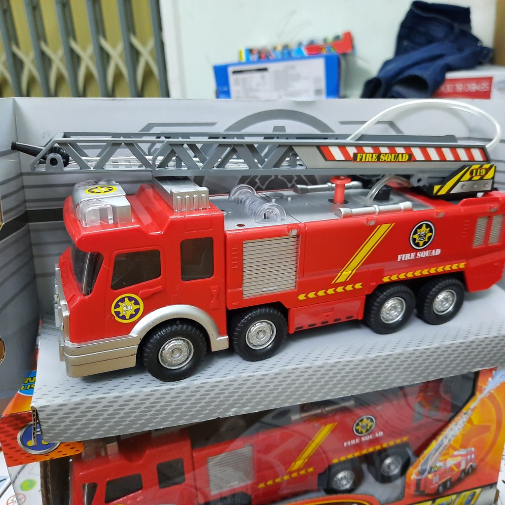 Xe cứu hỏa mini chạy pin có âm thanh và đèn xe đồ chơi trẻ em