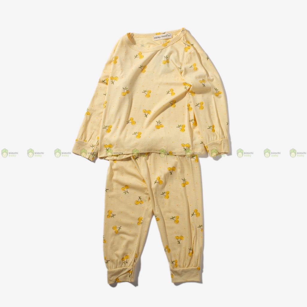 [SZ ĐẠI] Bộ Dài Tay Cho Bé Trai, Bé Gái Vải Thun Lạnh Minky Mom Hoạ Tiết Báo Hồng, Đồ Bộ Mặc Nhà Cho Bé MKMTD2233