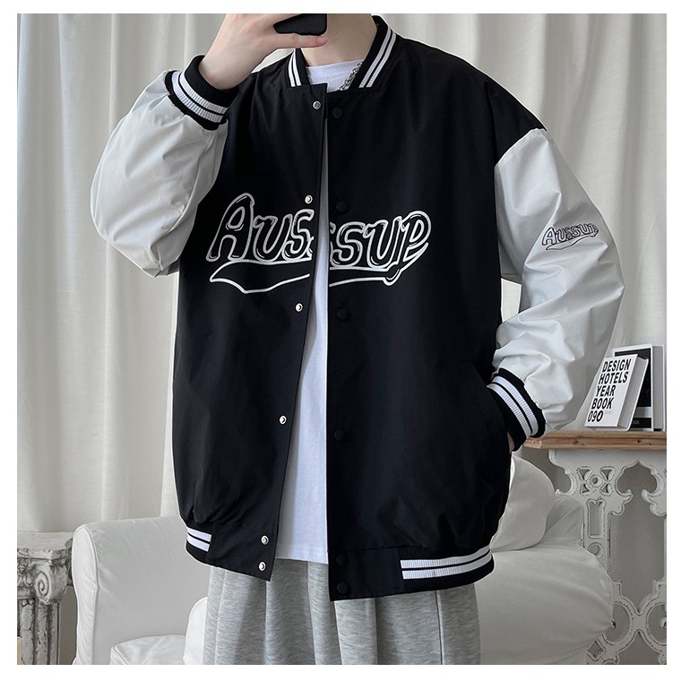 Áo bomber kaki nam nữ ⚡FREESHIP - ẢNH THẬT ⚡ Áo khoác bóng chày in chữ from rộng unisex