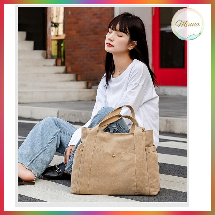Túi Đeo Chéo, Túi Vải Canvas Thanh Lịch Tối Giản