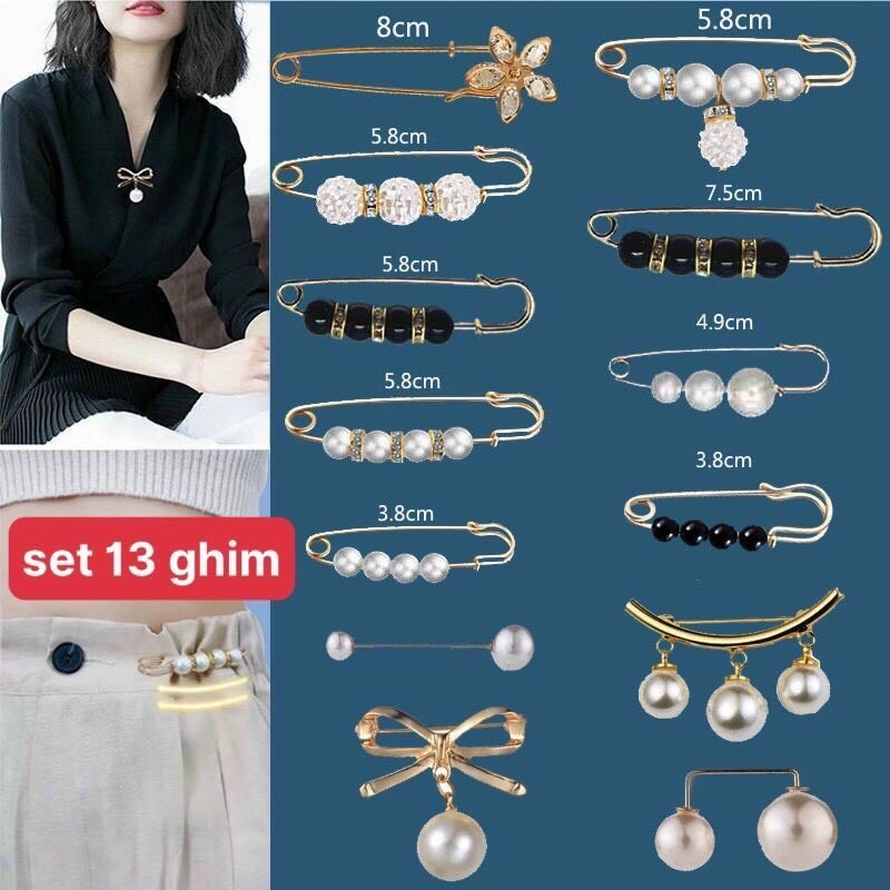 Set 13 Ghim Cài Quần Áo Tiện Lợi