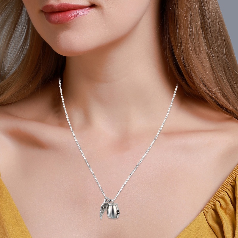 Vòng Cổ Thời Trang Mặt Hình Lọ Đựng Tro Và Cánh Thiên Thần Kỷ Niệm