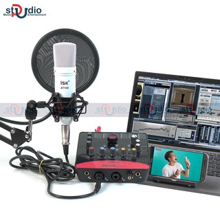 Bộ livestream thu âm icom upod pro + mic thu âm isk at100 autotune, tặng kèm ốp tai nghe
