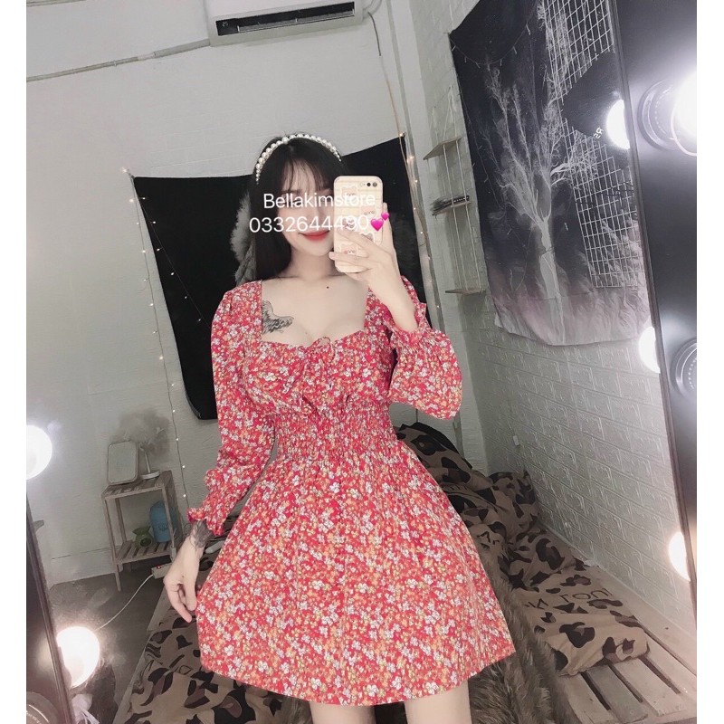 Đầm hoa lụa nhí vintage bo eo siêu xinh form dáng y hình Bảng màu thật ảnh cuối | BigBuy360 - bigbuy360.vn