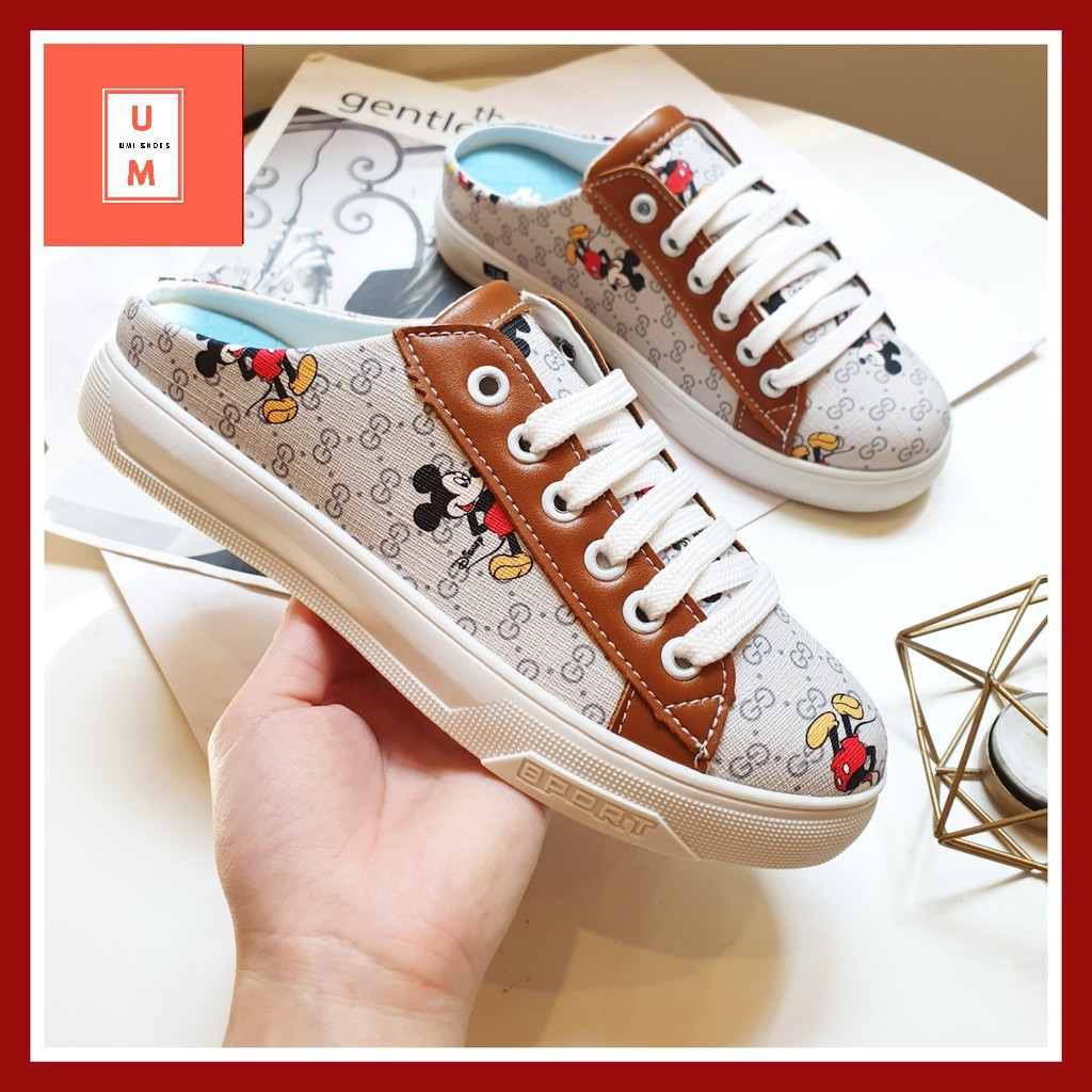 Giày sục thể thao nữ hình chuột mickey đế bằng đế cao 3cm mẫu mới hot hit trend 2020 bán chạy năng động đẹp mùa hè êm