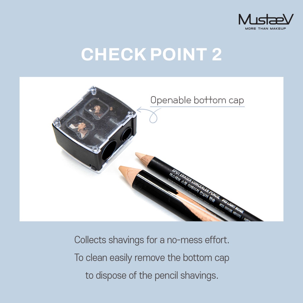 Gọt bút chì kép MustaeV để mài bút chì dài và bút chì mảnh (12mm + 8mm)