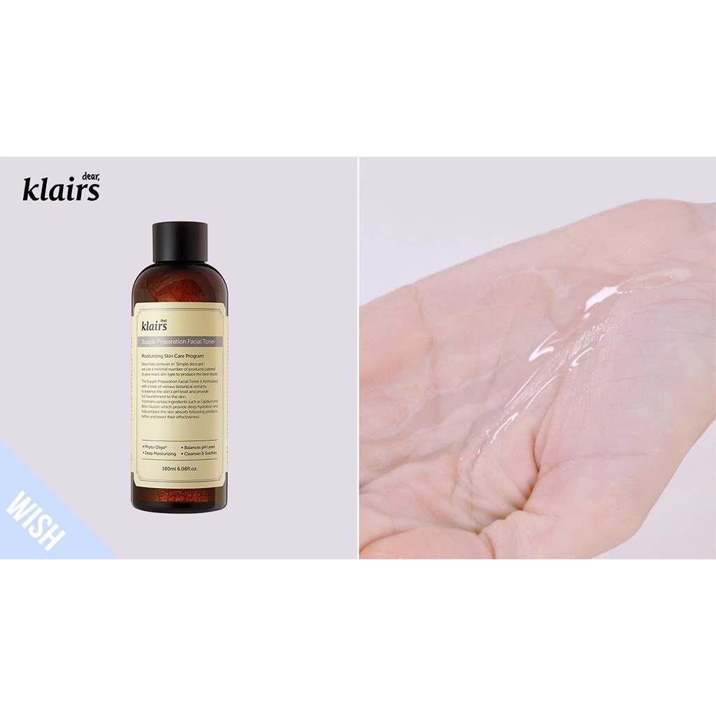 Nước Hoa Hồng Phục Hồi Không Cồn Không Mùi Klairs Supple Preparation Facial Toner 180ml