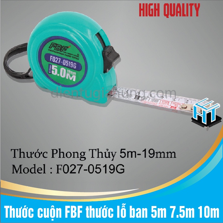 Thước cuộn FBF thước lỗ ban thước phong thủy 5m 7.5m 10m thước dây dân dụng và công nghiệp (màu ngẫu nhiên)