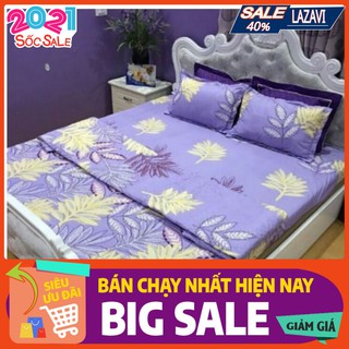 Bộ ga gối lá me tím lv71