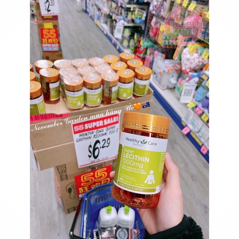 Mầm đậu nành Super Lecithin 1200mg Healthy Care 100 viên của Úc