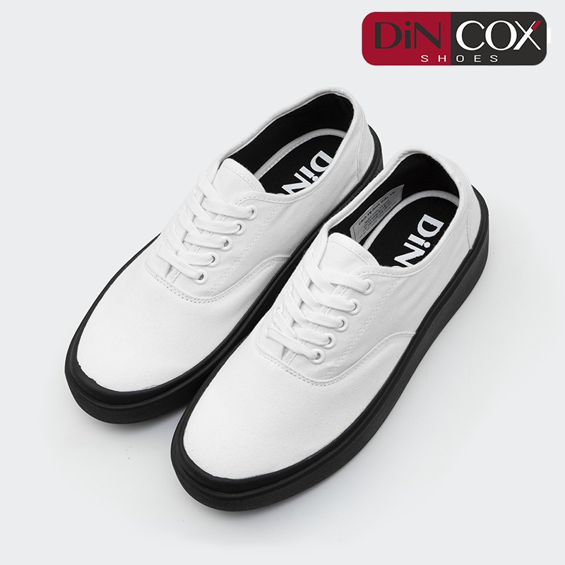 Giày Sneaker Vải Nam DINCOX D23 Đế Bánh Mì Nổi Bật White/Black