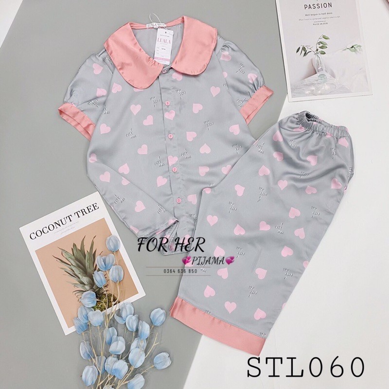 Đồ Bộ Pijama - Bộ Lụa Pizama Quần ngố Chất Liệu SaTin Họa Tiết | BigBuy360 - bigbuy360.vn