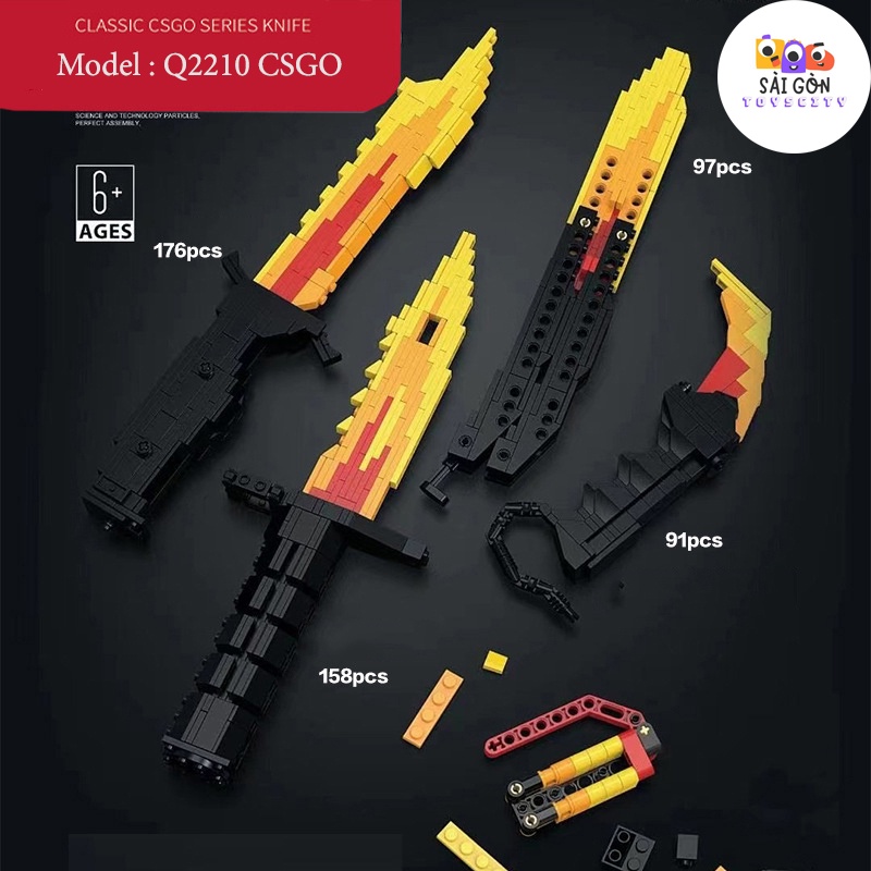 Đồ Chơi Lắp Ráp Xếp Hình Mô Hình CSGO M9 bayonet / Karambit /  Butterfly /  Bowie Q2210 Với 176 Chi Tiết