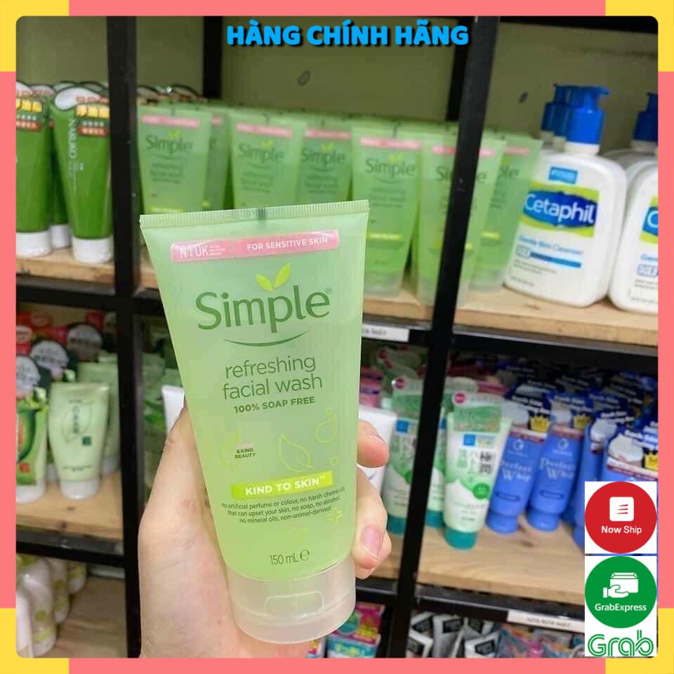 Sữa rửa mặt Simple chính hãng dạng gel dịu nhẹ cho dầu mụn và da nhạy cảm