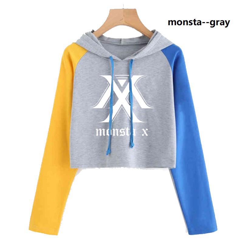 new wanna one monsta X seventeen twice Fashion Hoodie sweater woman Áo Croptop