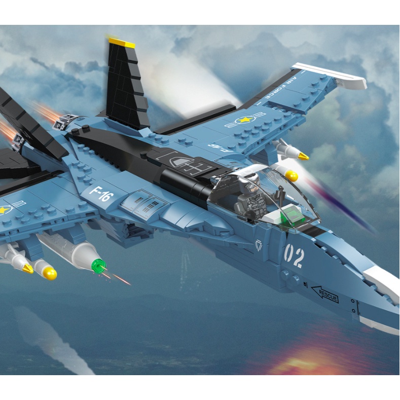 Set 753 Mô Hình Máy Bay Chiến Đấu MOC WW2 F-16 Mới