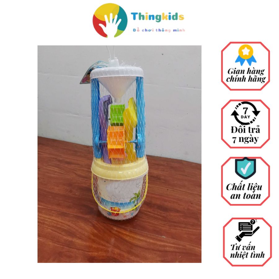 Đồ chơi trẻ em Xô cát đi biển có guồng quay, khuôn nặn cát,và dụng cụ chơi cát - Thingkids