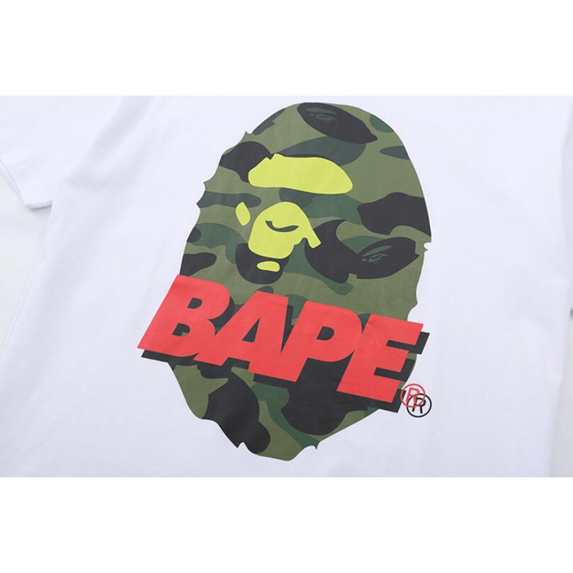 Áo thun Bape tay ngắn chất liệu cotton in họa tiết thời trang cho nam và nữ
