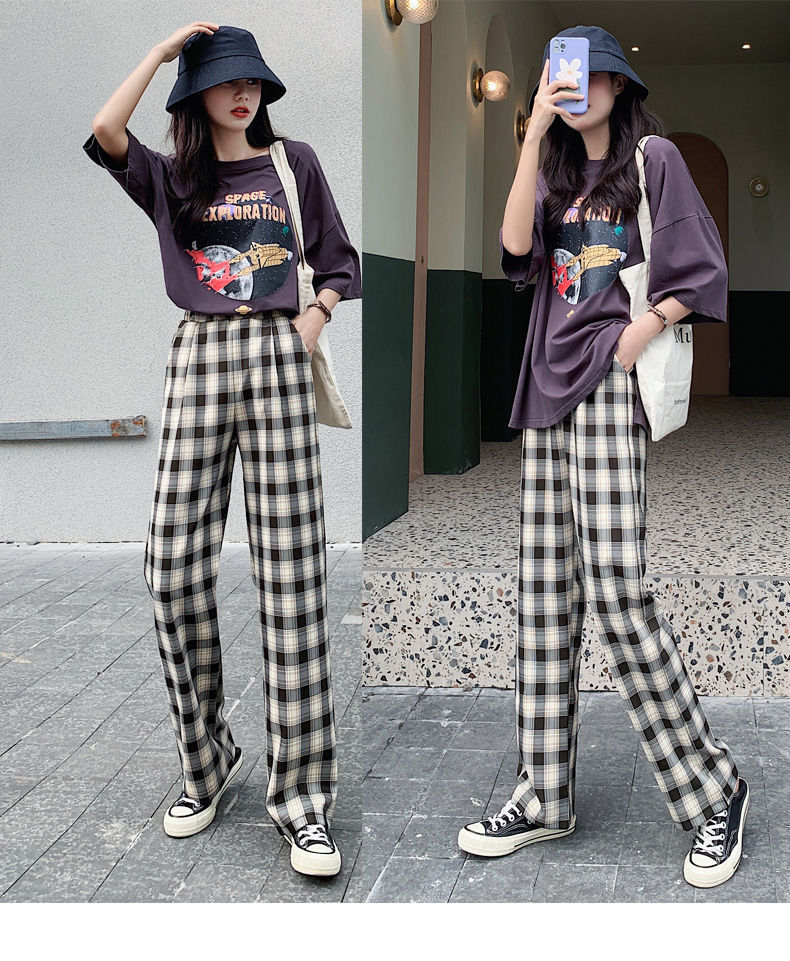 Quần dài lưng cao kẻ sọc ca rô thời trang mùa thu 2020 | BigBuy360 - bigbuy360.vn