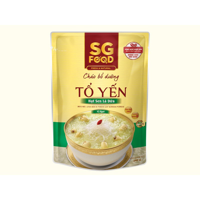 Cháo bổ dưỡng SGF tổ yến hạt sen lá dứa 240g