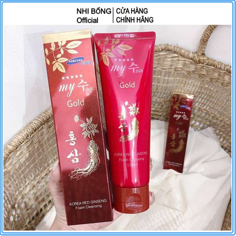 Sữa rửa mặt trắng da - sữa rửa mặt giảm mụn Hồng Sâm Đỏ My Gold Hàn Quốc 130ml