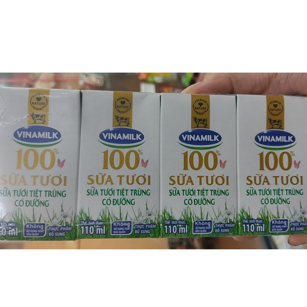 Sữa Tươi Vinamilk Có Đường 110ml ( lốc 4 hộp x 110ml)