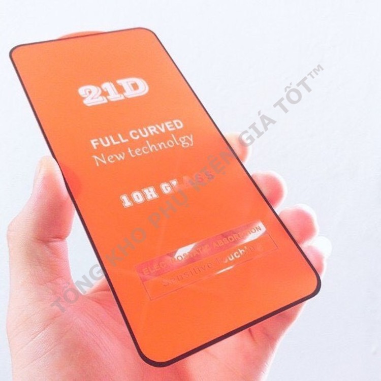 Cường lực iPhone 21D full màn hình, không treo, lag cảm ứng, tặng kèm bộ giấy vệ sinh màn hình