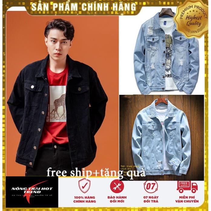 Áo khoác nam, áo khoác jean nam áo chống nắng  form rộng màu xanh-đen [FREE SHIP] * *