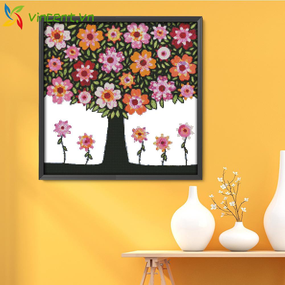 Bộ Tranh Thêu Chữ Thập 14ct 36x36cm Hình Phong Cảnh Mùa Xuân