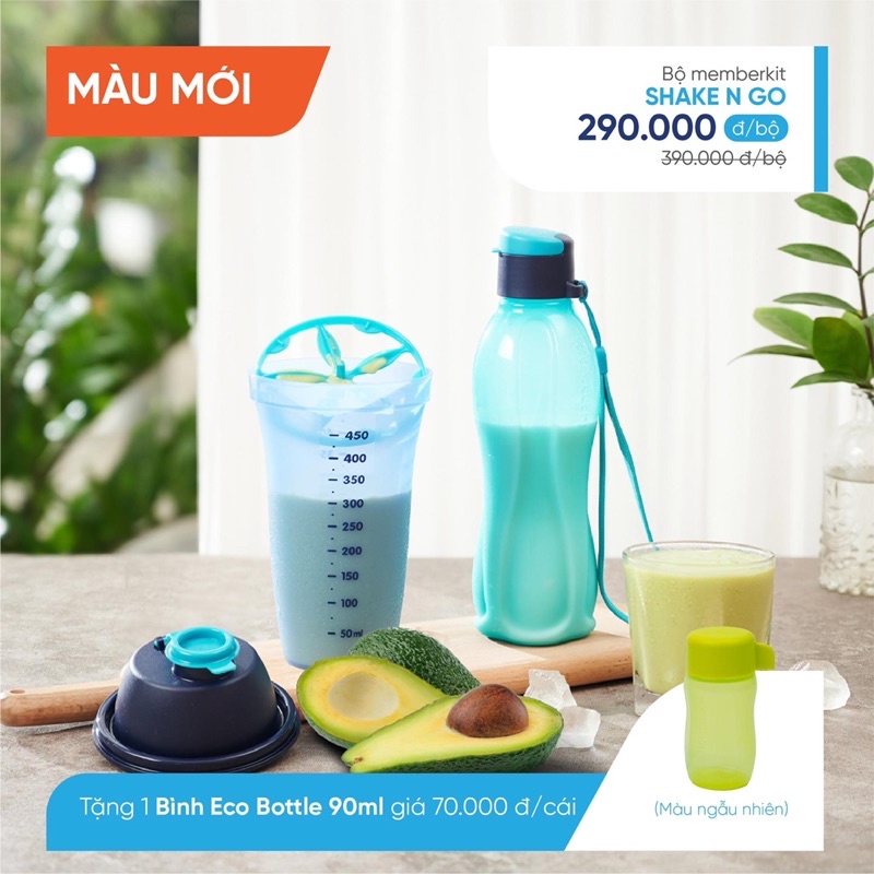 BÌNH LẮC NHỰA QUICK SHAKE 500ML TUPPERWARE. TẶNG KÈM BÌNH NƯỚC THỂ THAO NẮP BẬT 500ML TIỆN DỤNG, NHANH CHÓNG