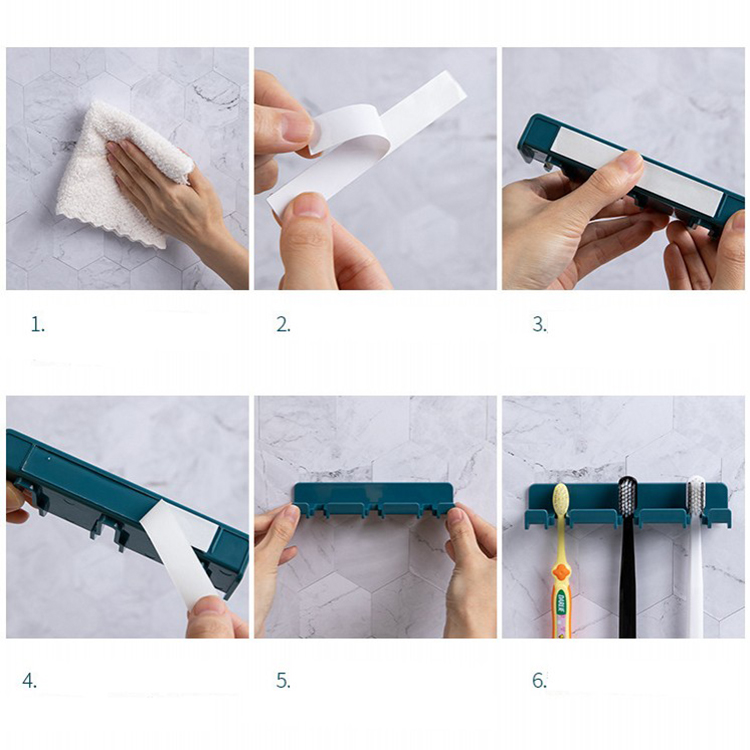 Giá treo bàn chải đánh răng gắn tường không đục lỗ tiết kiệm không gian