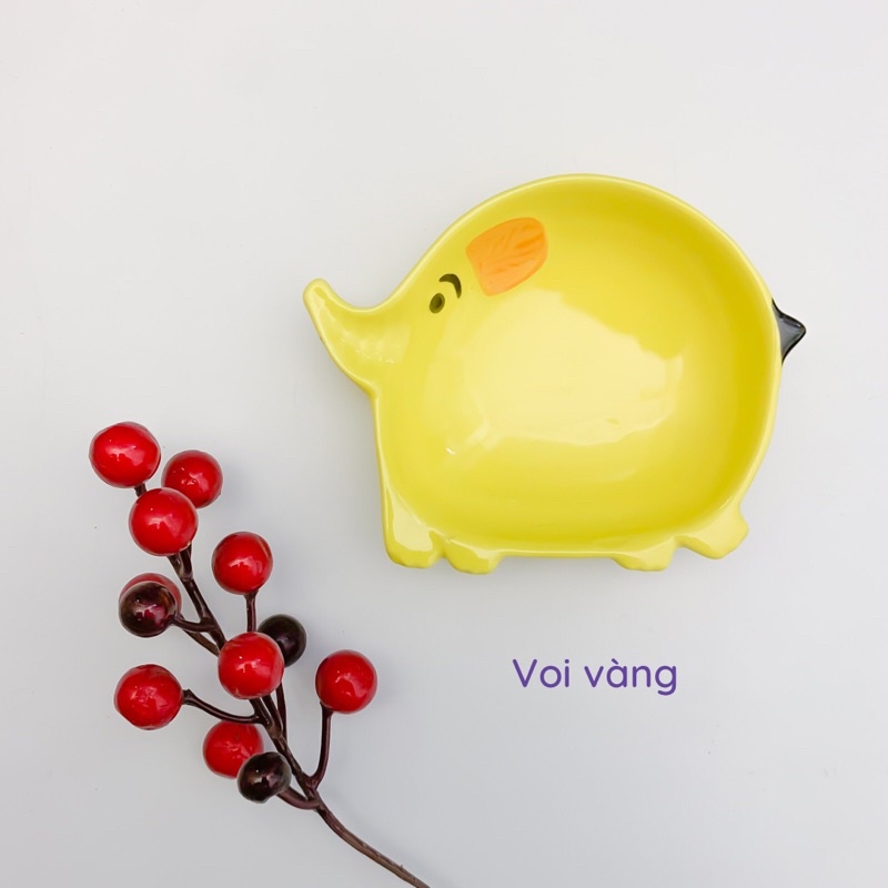 Bát Ăn Dặm Cho Bé Đĩa Đựng Thức Ăn Bằng Gốm Sứ Hình Voi Con Đáng Yêu Ấm Gift Decor An Toàn Và Chịu Được Nhiệt Độ Cao