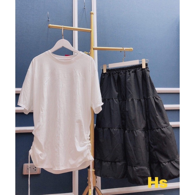 Bộ áo dúm chân váy đen HSU1