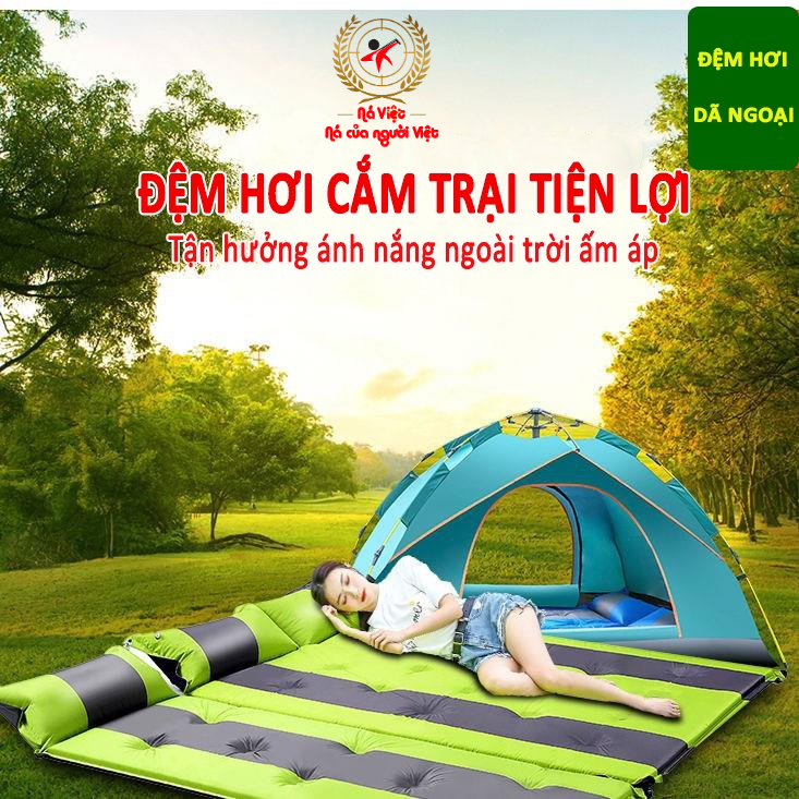 Đệm ngủ bơm hơi dã ngoại cắm trại, Đệm bơm hơi gấp gọn dành cho du lịch ngoài trời tiện lợi - DCP12