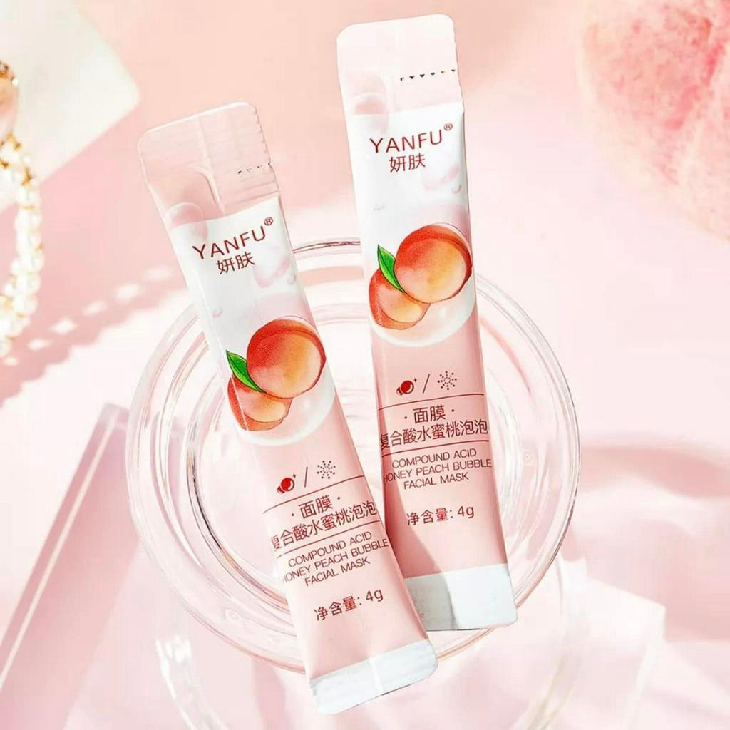 [ Hộp 12 gói] Mặt Nạ Sủi Bọt Đào Yanfu Làm Sạch Da Giúp Da Mềm Mịn Căng Bóng