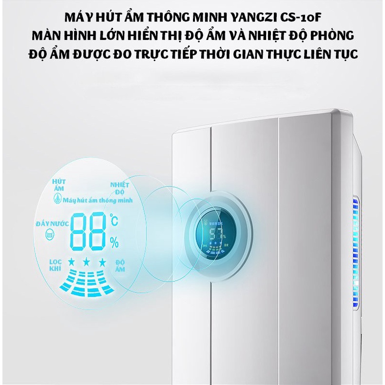 Máy Hút Ẩm Lọc Không Khí CS10F - Màn Hình LED Hiển Thị Độ Ẩm Nhiêt Độ - Loại Bỏ Độ Ẩm tối Đa 8000ml / ngày | BigBuy360 - bigbuy360.vn