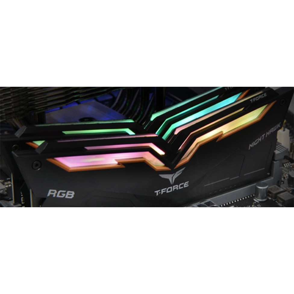 Ram TEAMGROUP Team T-Force Night Hawk RGB 16GB (2 x 8GB) DDR4 - 3000MHz LED 16,8 triệu màu, tản nhiệt nhôm