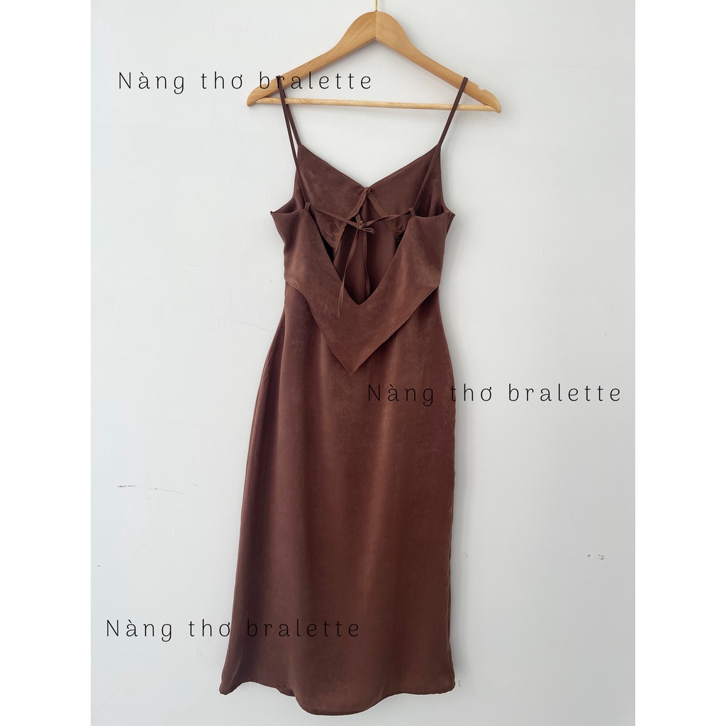 Đầm Lụa Nâu 2 dây gợi cảm