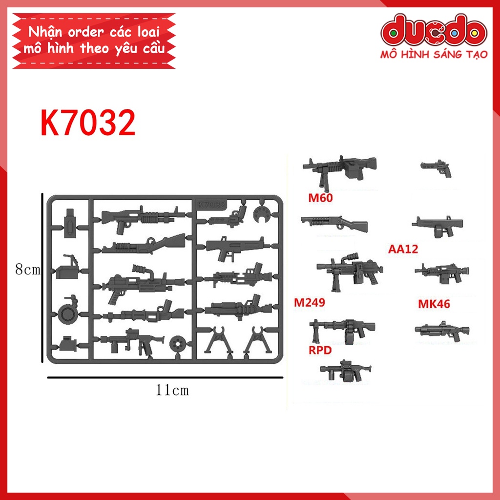 Vỉ Phụ kiện trang bị vũ khí siêu chất - Đồ chơi Lắp ghép Mini Minifigures Army lính Mô hình ww2 K7029 K7030 K7031 K7032