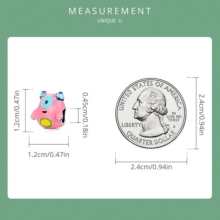 Charm BAMOER SCC2057 bạc 925 hình quái vật một mắt thích hợp cho vòng tay thủ công