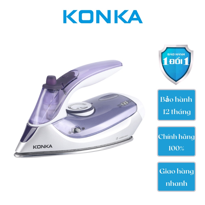 Bàn Ủi Mini Ủi Hơi Nước Và Ủi Khô Đế Thép Không Gỉ Chống Dính 1100W Konka KG-ES02 (WE)