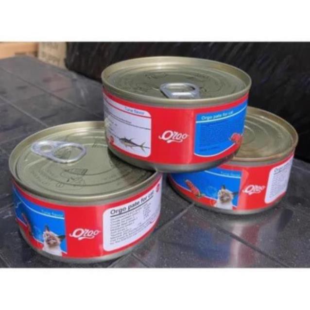 Pate Orgo Lon lớn 170gr tiết kiệm Pate cho mèo Thức ăn ướt dạng mảnh đóng hộp cho mèo thức ăn mèo dạng sốt