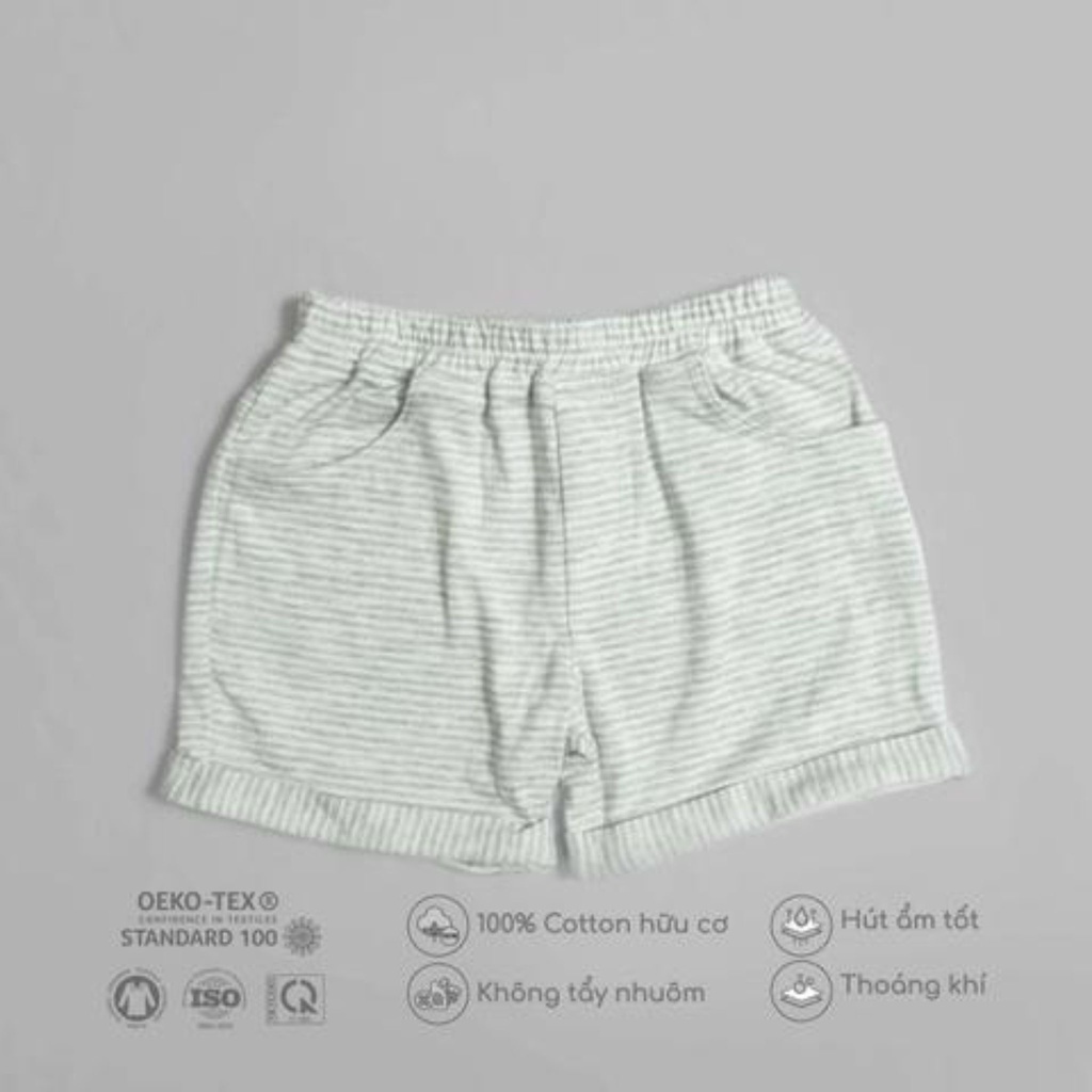 Quần short bé trai sọc Bobi Craft - Cotton hữu cơ organic an toàn