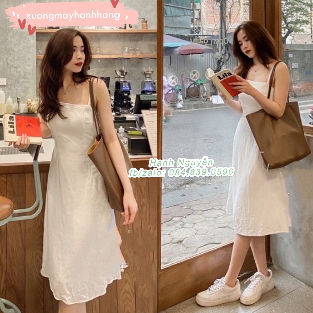 Váy 2 dây trơn, đầm hai dây tùy chỉnh hàng 2 lớp Ulzzang - Xưởng May Hạnh Hồng