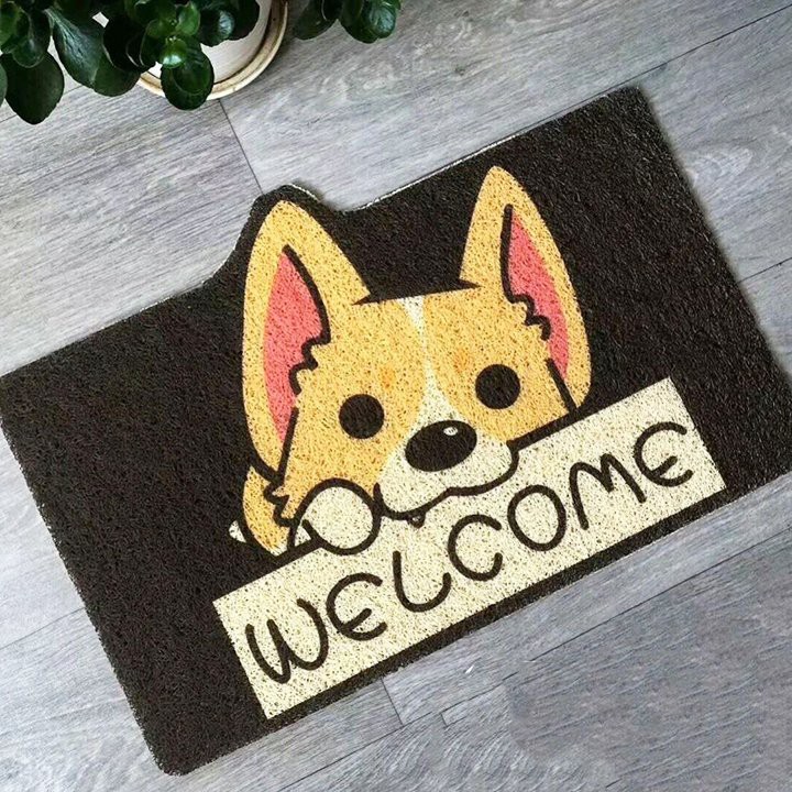 Thảm chùi chân chống trượt 3D hình Corgi, thảm lau chân hình thú cute, kích thước 40*60 cm, trang trí nhà thêm sinh động